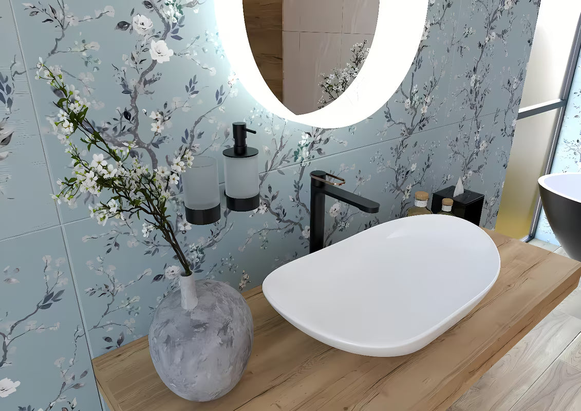 Visoka miješalica za Umivaonik SAT Fusion bez odvoda u mat crnoj izvedbi s brončanom ručicom.