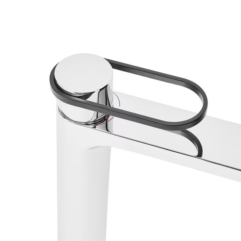 Visoka miješalica za Umivaonik SAT Fusion s okruglom crnom ručicom i štedljivim perlatorom