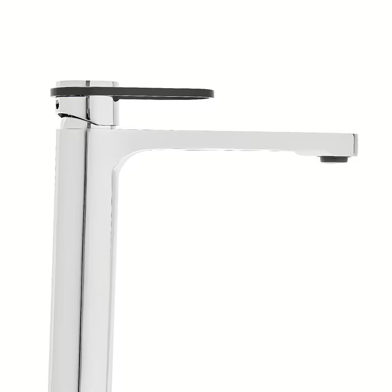 Visoka miješalica za Umivaonik SAT Fusion s okruglom crnom ručicom i štedljivim perlatorom