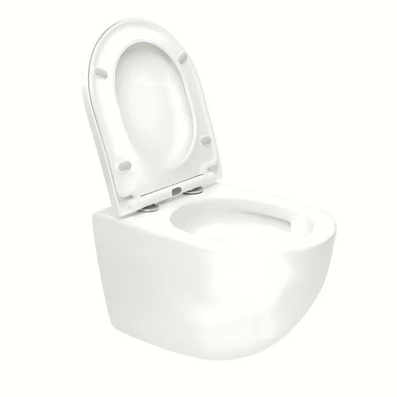 Bijeli viseća WC školjka SAT Fusion s vrtložnim ispiranjem i sjedalom soft Close sa skrivenim pričvršćenjem.