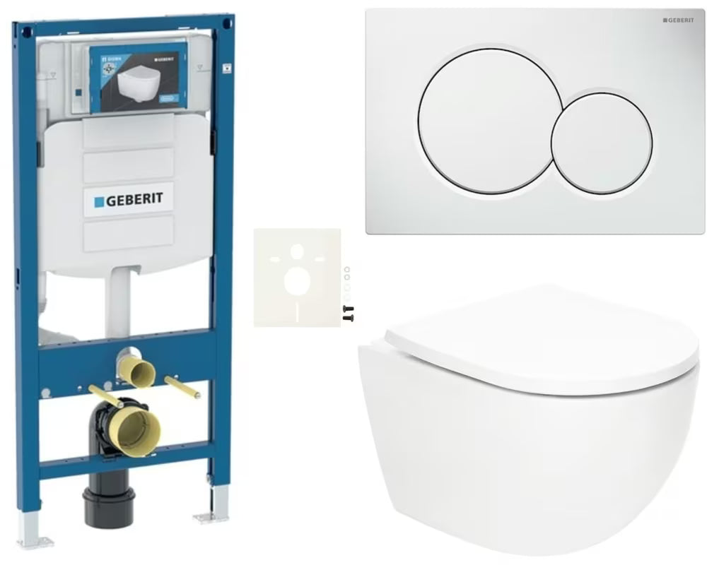 Viseći WC set SAT Fusion s vrtložnim ispiranjem i modulom Geberit Duofix