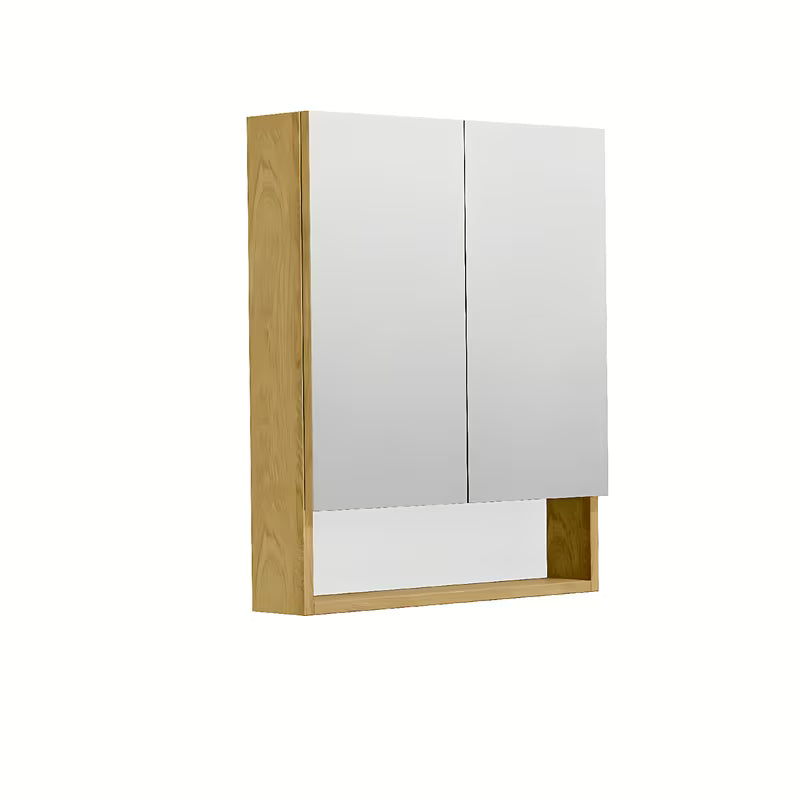 Viseća ormarić s ogledalom SAT Cube Way 60x72x14 cm u dekoru hrasta hickory s policama