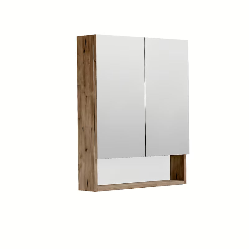 Viseća ormarić s ogledalom SAT Cube Way 60x72x14 cm u dekoru hrasta wellington sa zrcalom i policama
