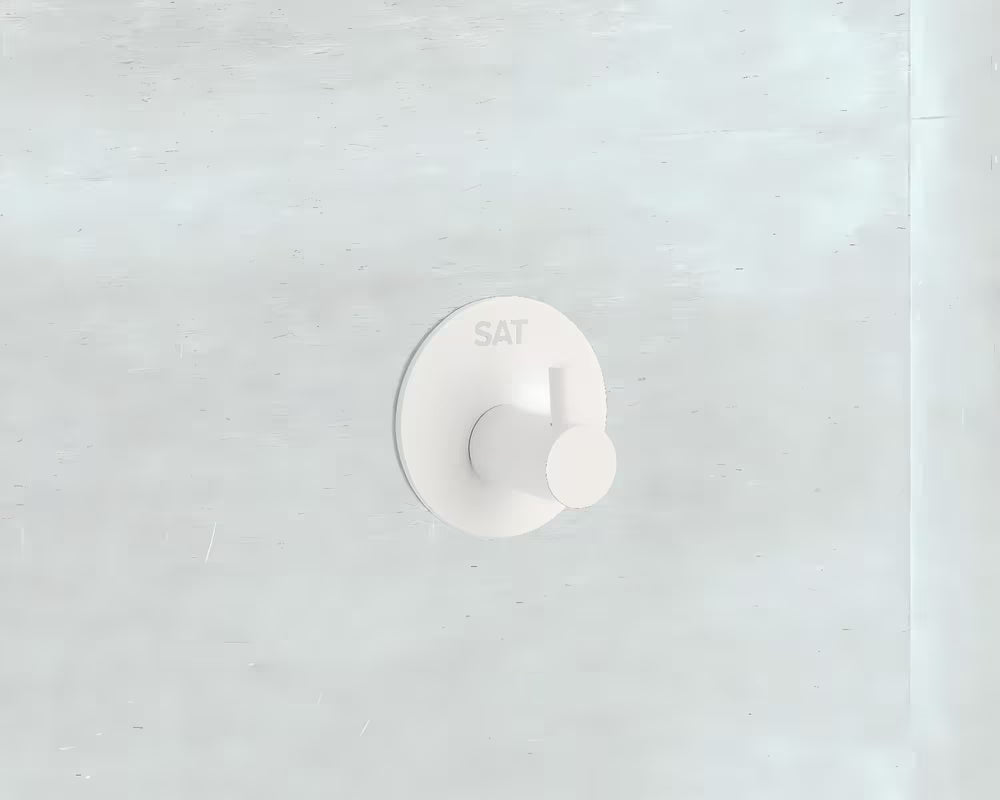 Bijeli samoljepljivi kukica za kupaonicu od nehrđajućeg čelika s mat završnom obradom