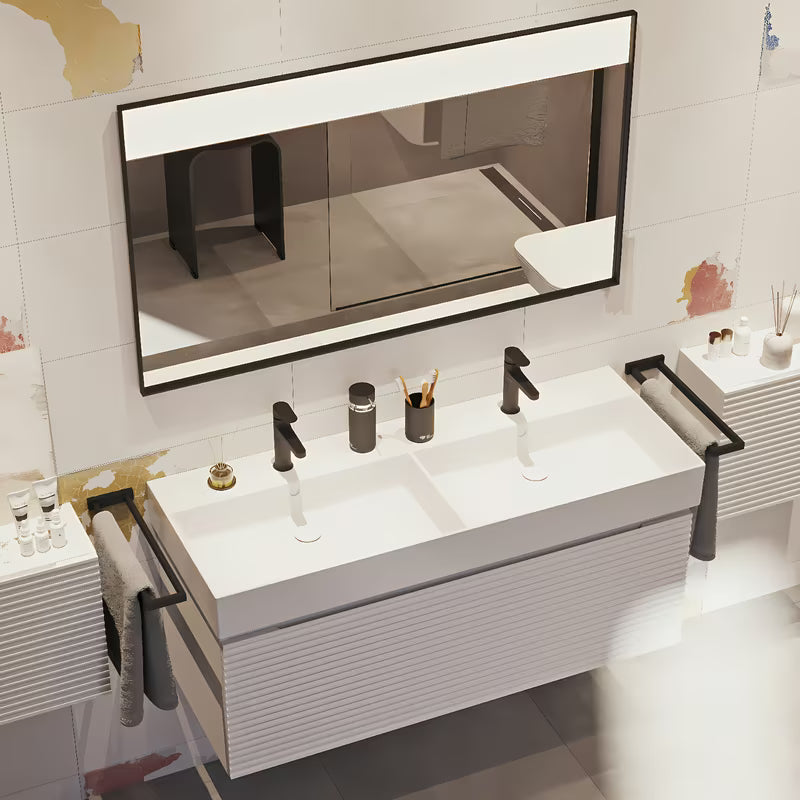 Bijeli keramički dvostruki umivaonik SAT Infinitio 120,4x46,5 cm pravokutnog oblika