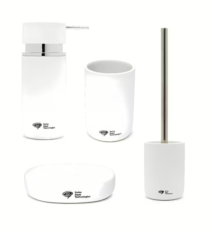 Set kupaonskih dodataka SAT Infinitio s dozatorom, držačem četkica za zube, posudicom za sapun i WC školjke WC četkom