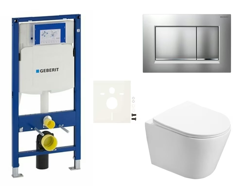 Viseći WC set SAT Infinitio s modulom Geberit Duofix, podžbuknim vodokotlićem i tipkom Sigma30
