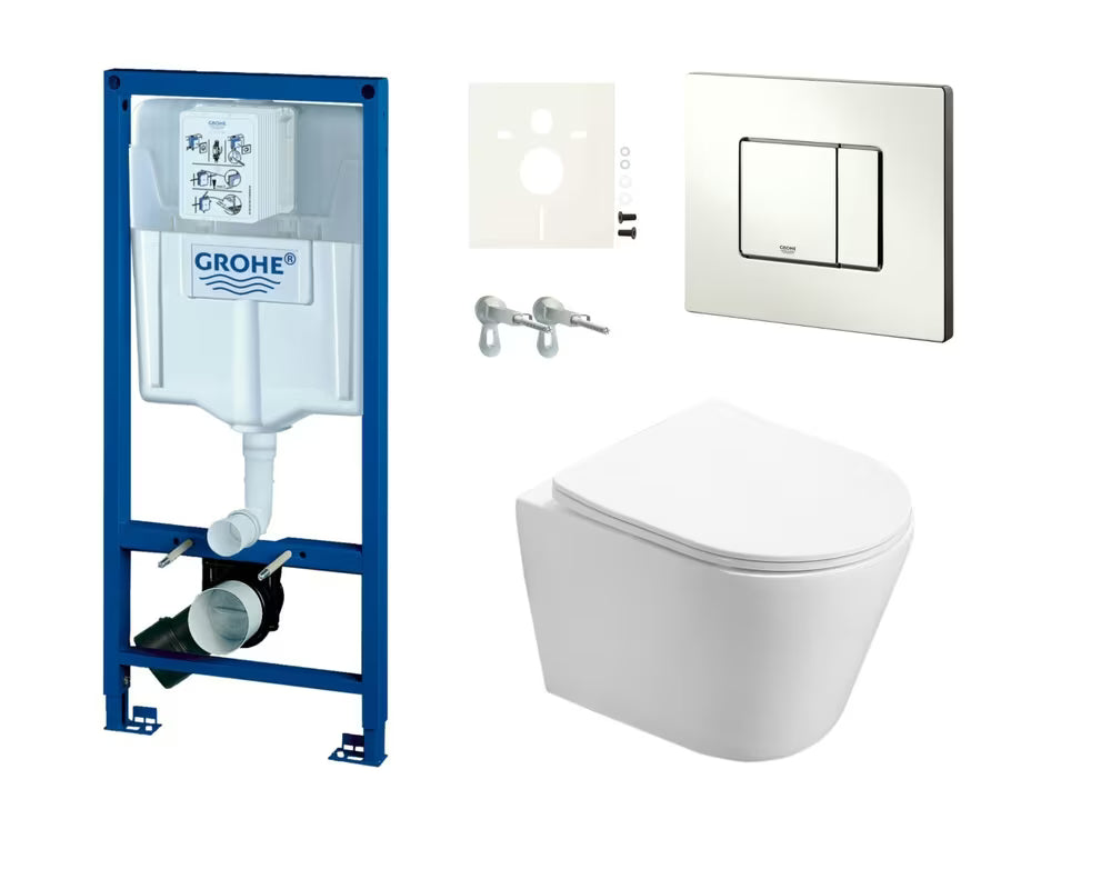 Viseći WC set SAT Infinitio s podžbuknim modulom Grohe Rapid SL i tipkom za ispiranje