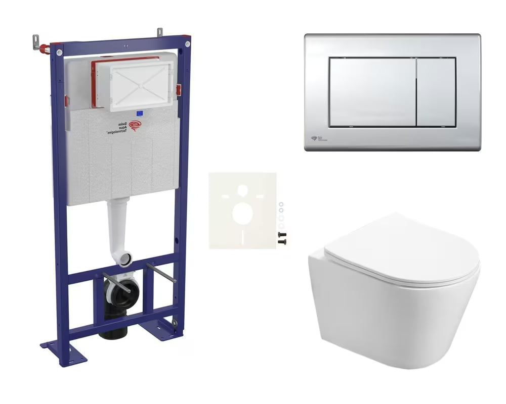 Viseći WC set SAT Infinitio s podžbuknim modulom, tipkom za ispiranje i sjedalom s soft Close