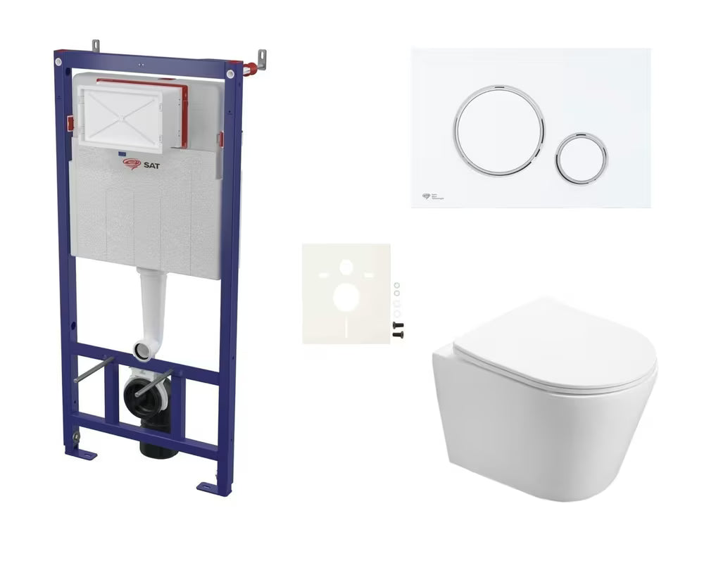 Viseći WC set SAT Infinitio s podžbuknim modulom, tipkom za ispiranje i sjedalom s soft Close