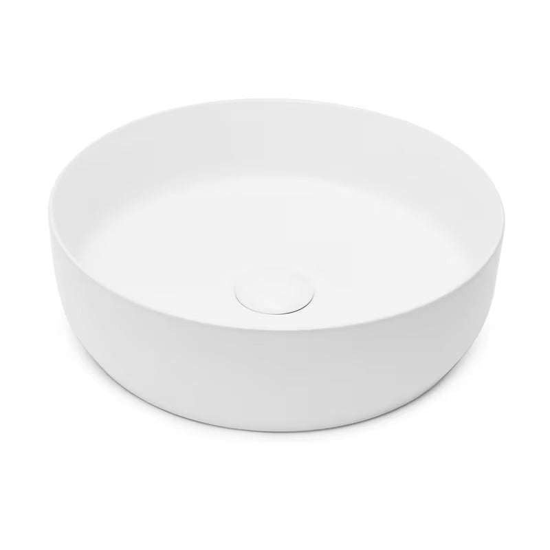 Mat bijeli tankostijeni keramički umivaonik na ploču SAT Infinitio 39x39 cm