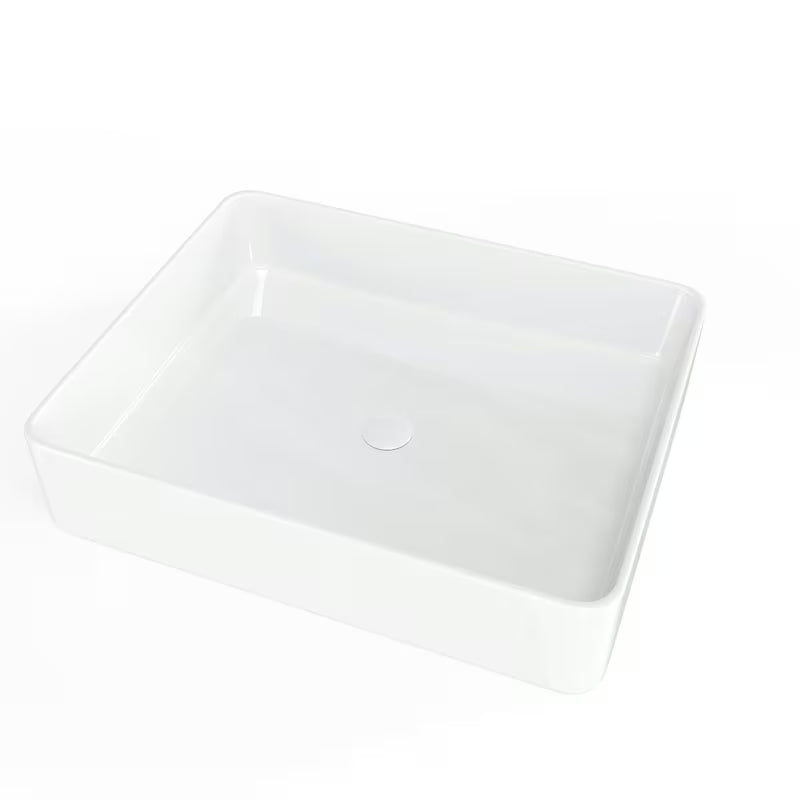 Sjajno bijeli keramički umivaonik na ploču SAT Infinitio 50x40 cm bez preljeva.