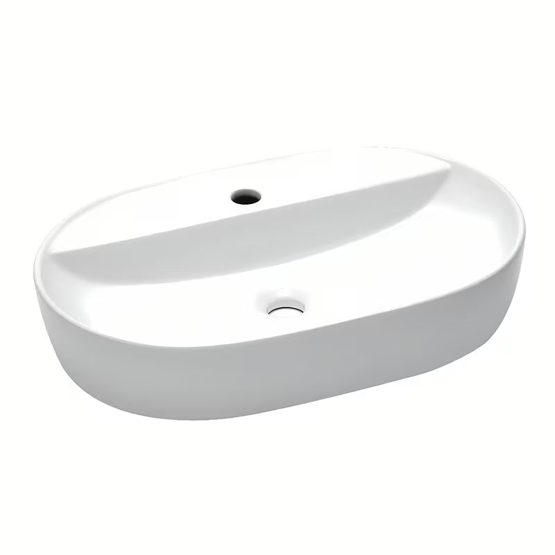 Bijeli keramički ovalni umivaonik na ploču SAT Infinitio 60 x 40 cm bez preljeva s otvorom za pro slavinu