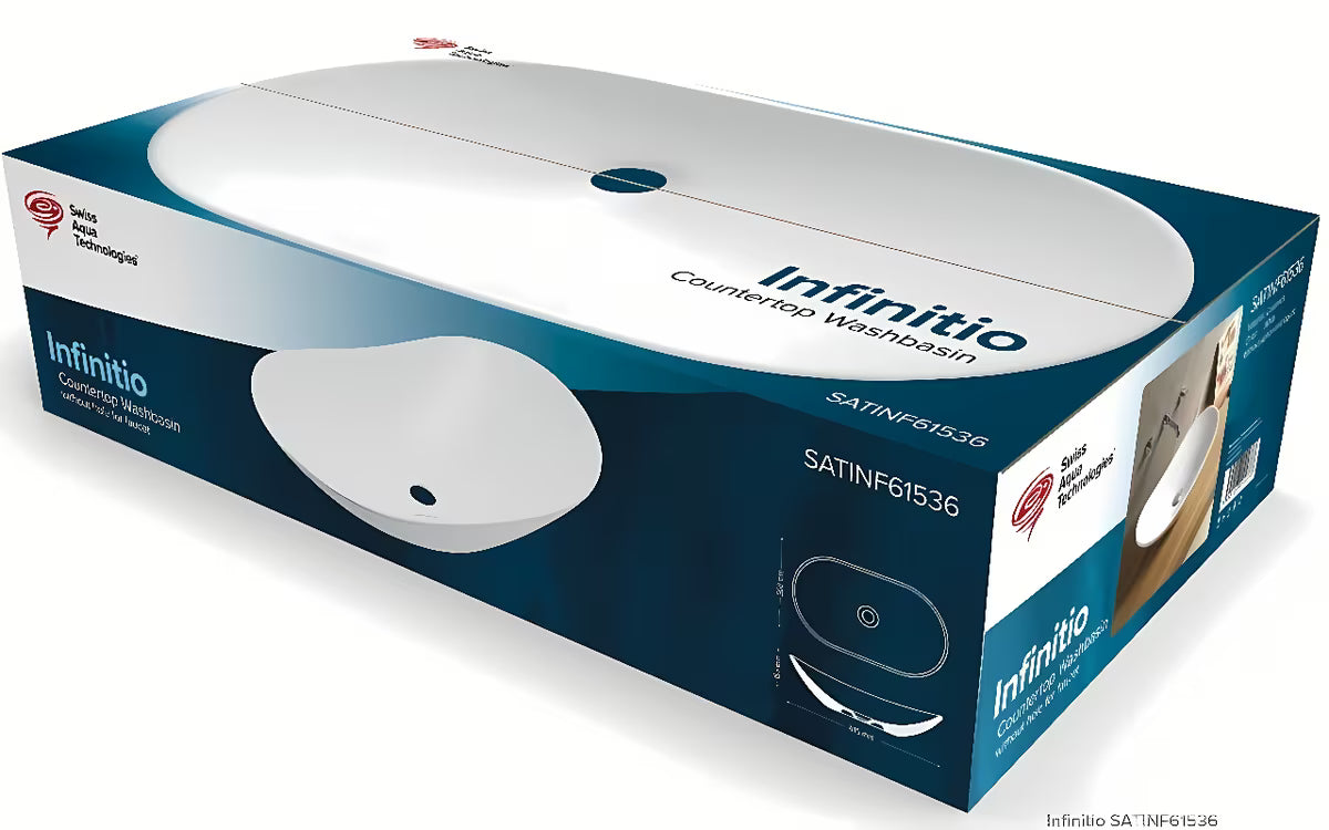 Bijeli keramički umivaonik na ploču SAT Infinitio 61,5 x 36 cm bez preljeva