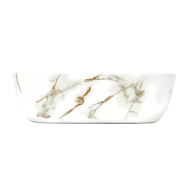 SAT Infinitio umivaonik na ploču bez preljeva u mat bijeloj boji s mramornim dizajnom, 45,5x32,5 cm