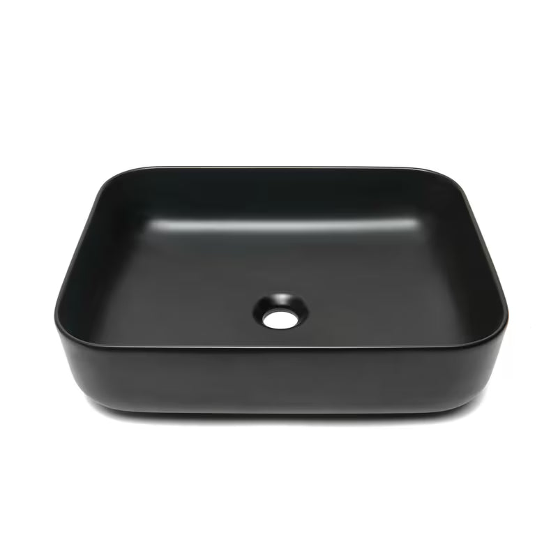 Mat crni keramički umivaonik na ploču SAT Infinitio bez preljeva, 50x39 cm