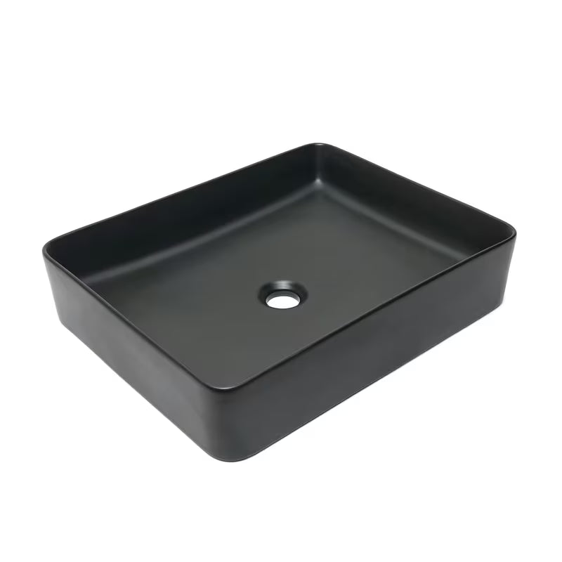 Mat crni keramički umivaonik na ploču SAT Infinitio 50x40 cm bez preljeva