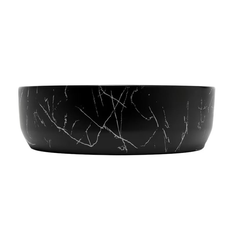 Mat umivaonik na ploču SAT Infinitio 39x39 cm u crnom mramornom dizajnu bez preljeva.