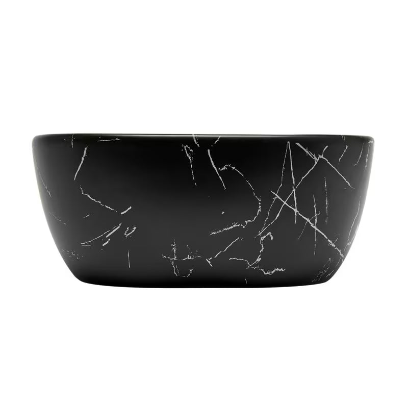 Umivaonik na ploču SAT Infinitio bez preljeva u mat crnom mramornom dizajnu 45,5x32,5 cm.