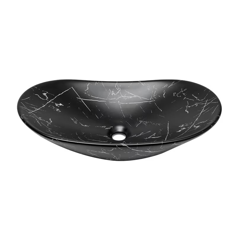 Umivaonik na ploču SAT Infinitio bez preljeva u crnom mat dekoru mramora 61,5x36 cm
