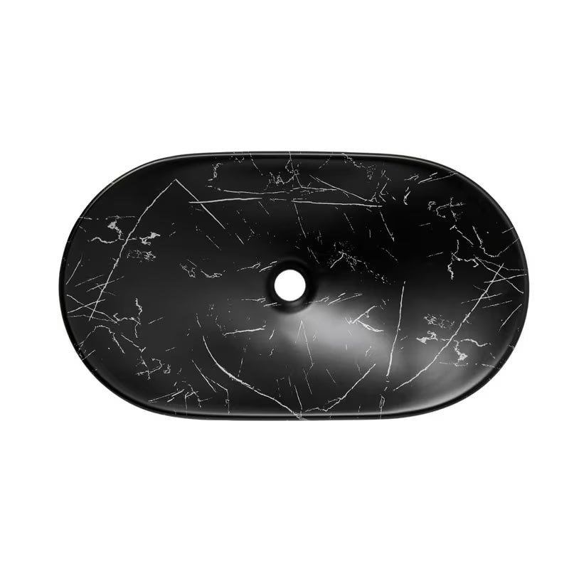 Umivaonik na ploču SAT Infinitio bez preljeva u crnom mat dekoru mramora 61,5x36 cm