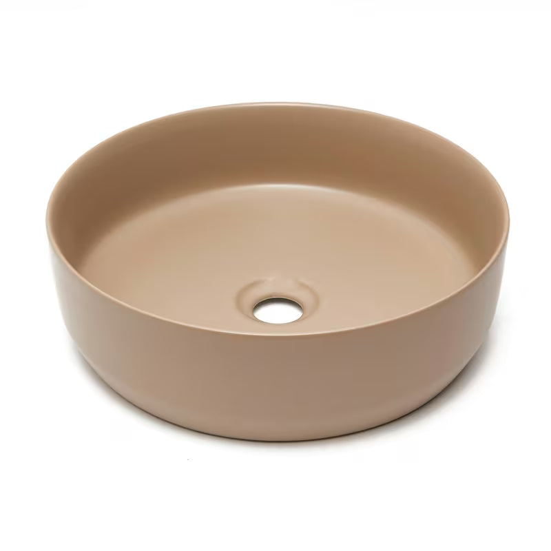 Mat smeđi keramički umivaonik na ploču SAT Infinitio 39x39 cm bez preljeva