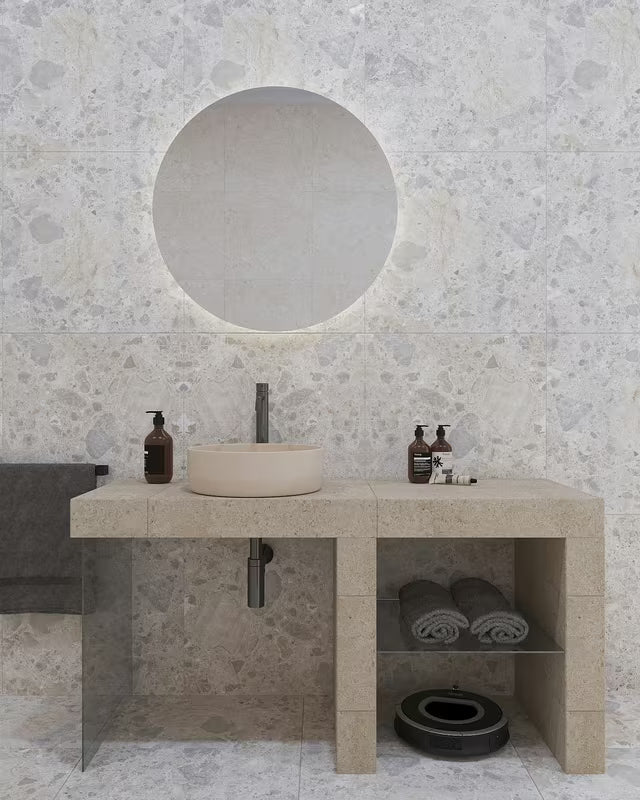 Mat smeđi keramički umivaonik na ploču SAT Infinitio 39x39 cm bez preljeva