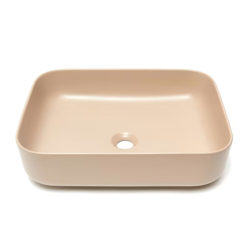 Mat smeđi keramički umivaonik na ploču SAT Infinitio bez preljeva, 50x39 cm