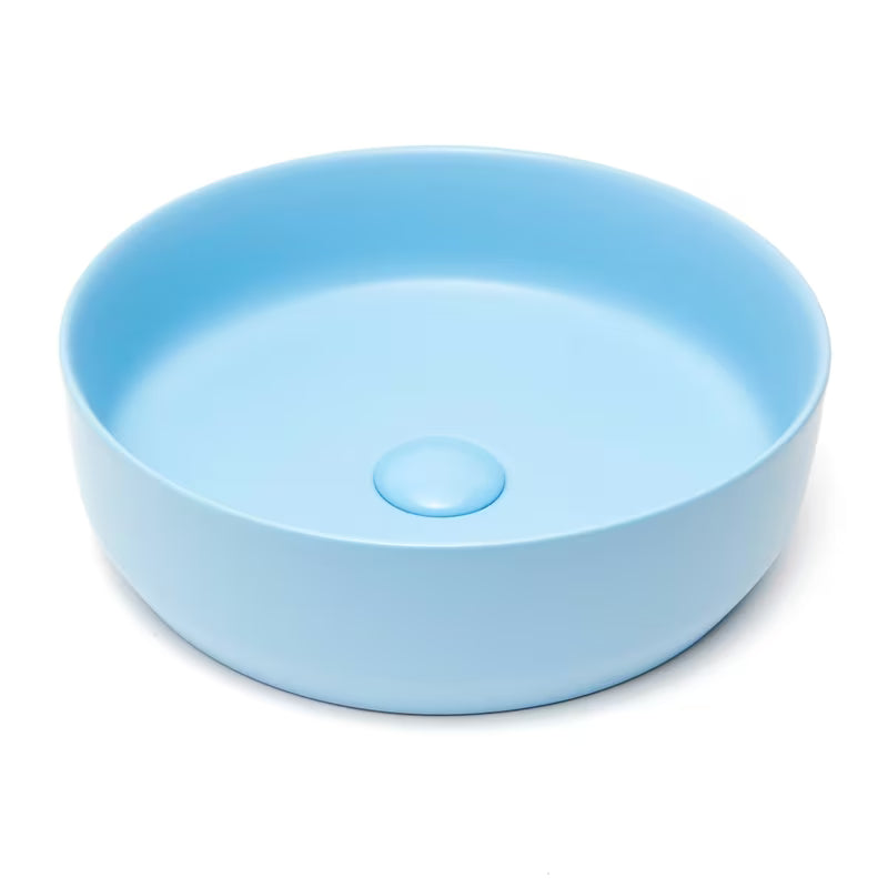 Mat plavi keramički umivaonik na ploču SAT Infinitio 39x39 cm bez preljeva