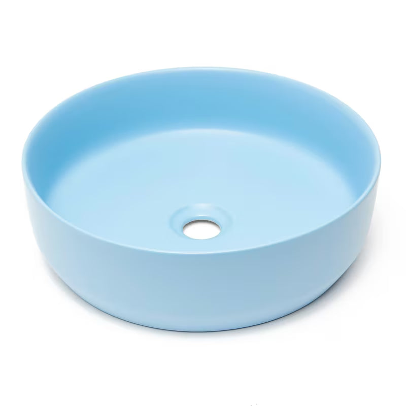 Mat plavi keramički umivaonik na ploču SAT Infinitio 39x39 cm bez preljeva