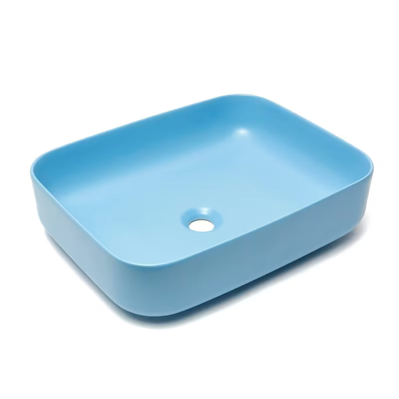 SAT Infinitio keramički umivaonik na ploču bez preljeva 50x39 cm u mat plavoj boji