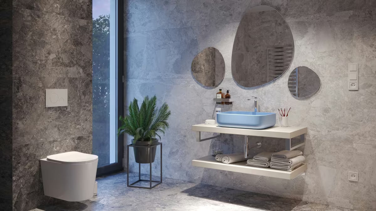 SAT Infinitio keramički umivaonik na ploču bez preljeva 50x39 cm u mat plavoj boji