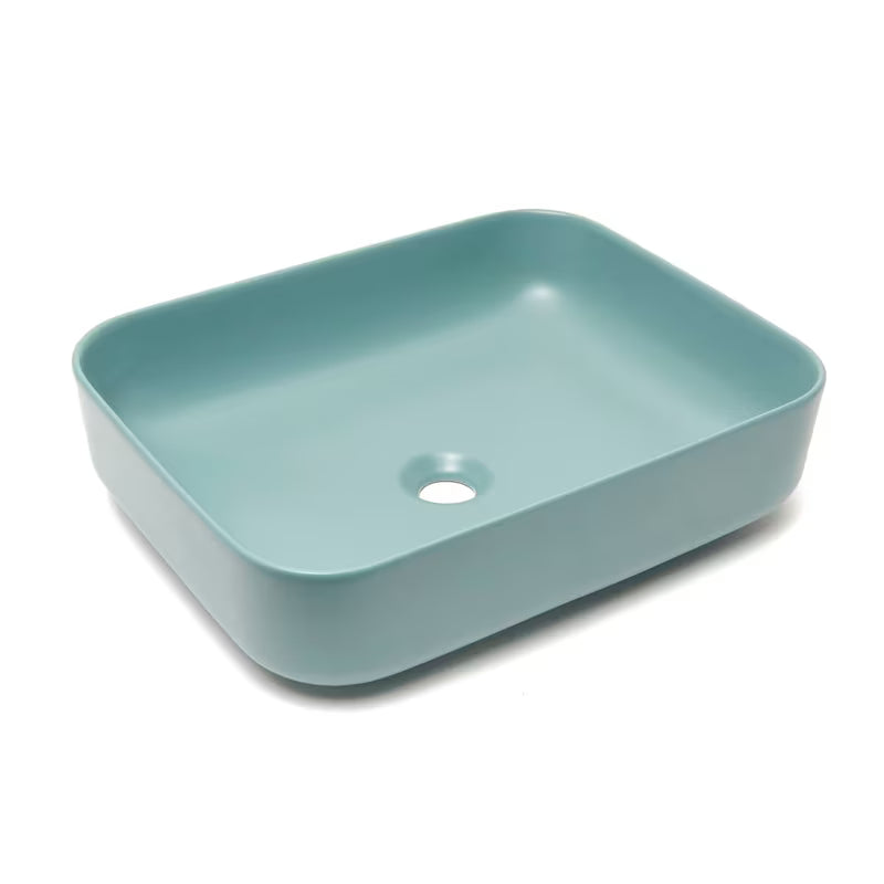 Mat zeleni keramički umivaonik na ploču SAT Infinitio bez preljeva, 50x39 cm