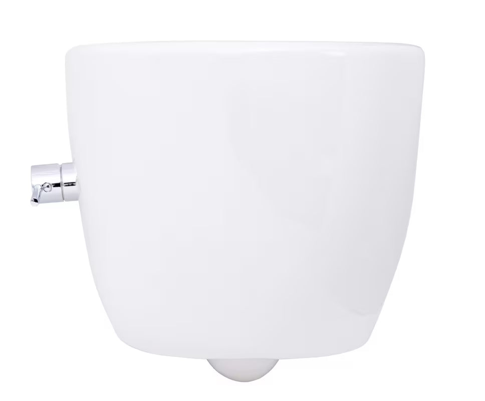 Bijeli viseća WC školjka SAT Infinitio s integriranom bide funkcijom, bočnim upravljanjem i sjedalom soft Close.
