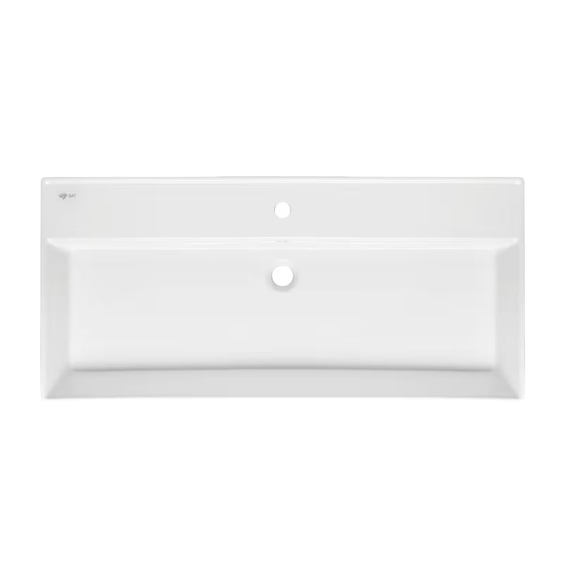 Bijeli keramički umivaonik SAT Infinitio 100,4x46,5 cm s preljevom i četvrtastim oblikom