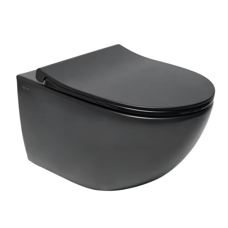 Viseća WC Školjka SAT Infinitio u crnoj mat izvedbi s bezrubnim ispiranjem Rim-Ex i sjedalom soft Close