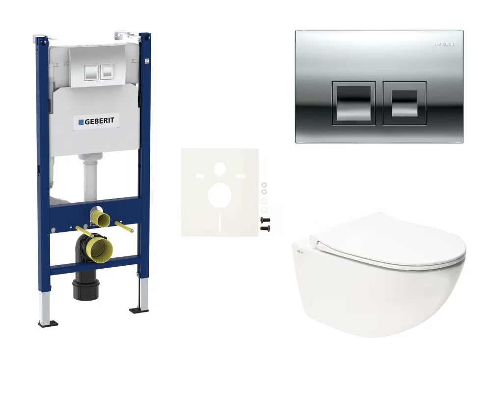 Viseći WC set SAT Infinitio s modulom Geberit Duofix, Rimless školjkom i sjedalom soft Close