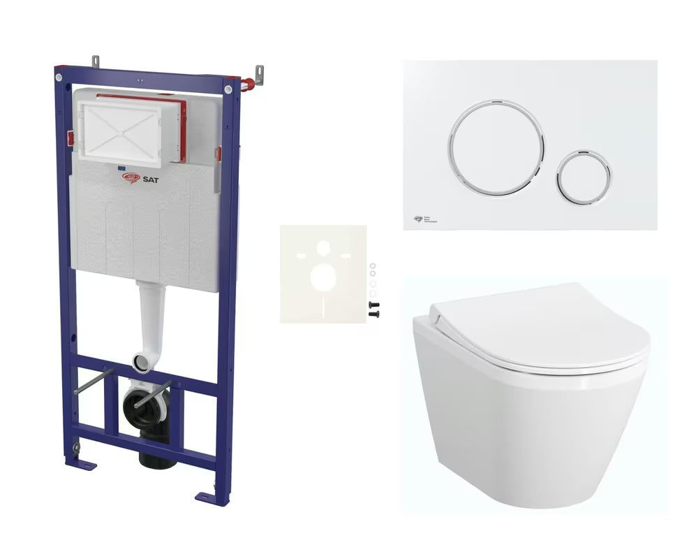 Viseći WC set vitra Integra s montažnim modulom, vodokotlićem, duroplast sjedalom soft Close i bijelom tipkom