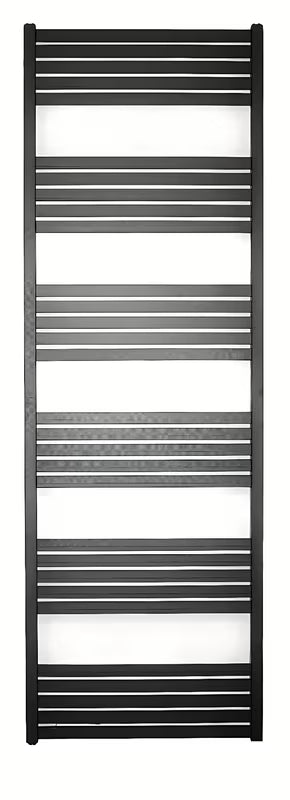 Kombinirani radijator SAT Kh 45x180 cm u crnoj mat boji s bočnim priključkom na razmak.