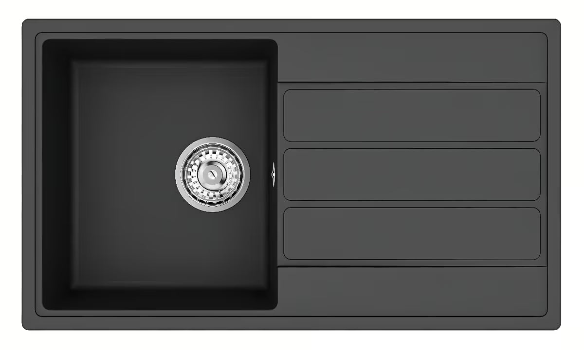 Crni granitni sudoper SAT pro montaža na radnu ploču s ocjeđivačem