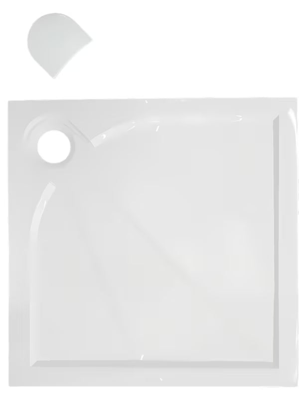 Bijela kvadratna tuš kada SAT Limcc 100x100 cm od lijevanog mramora sa skrivenim kutnim odvodom