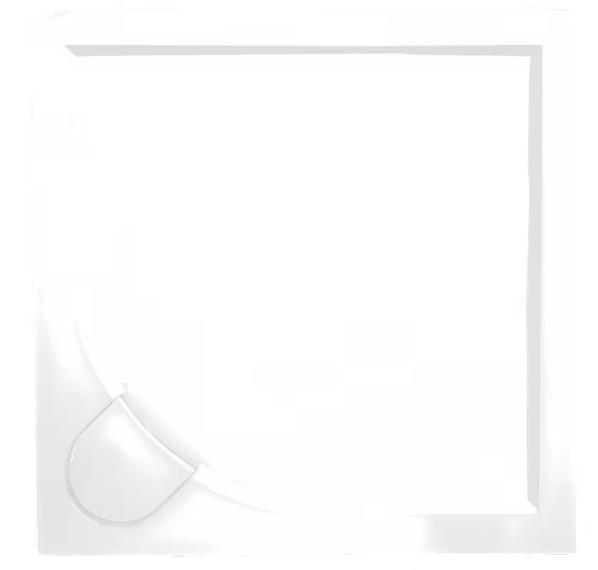 Bijela kvadratna tuš kada SAT Limcc 90x90 cm od lijevanog mramora s pokrivenim kutnim odvodom