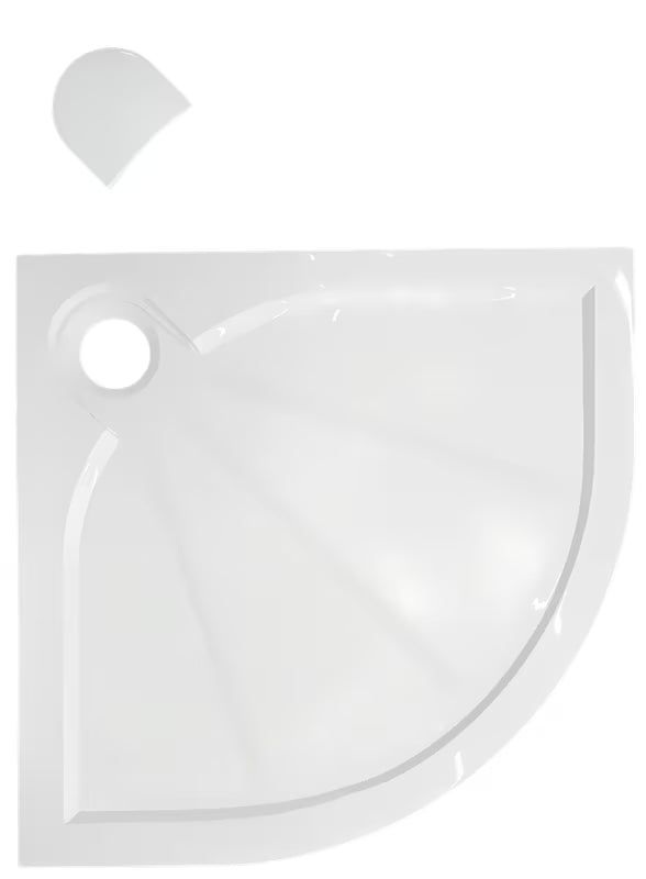 Bijela polukružna tuš kada SAT Limcc 100x100 cm od lijevanog mramora s pokrivenim odvodom u kutu