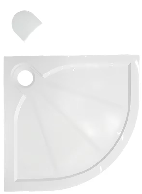 Bijela polukružna tuš kada SAT Limcc 90x90 cm od lijevanog mramora s pokrivenim kutnim odvodom