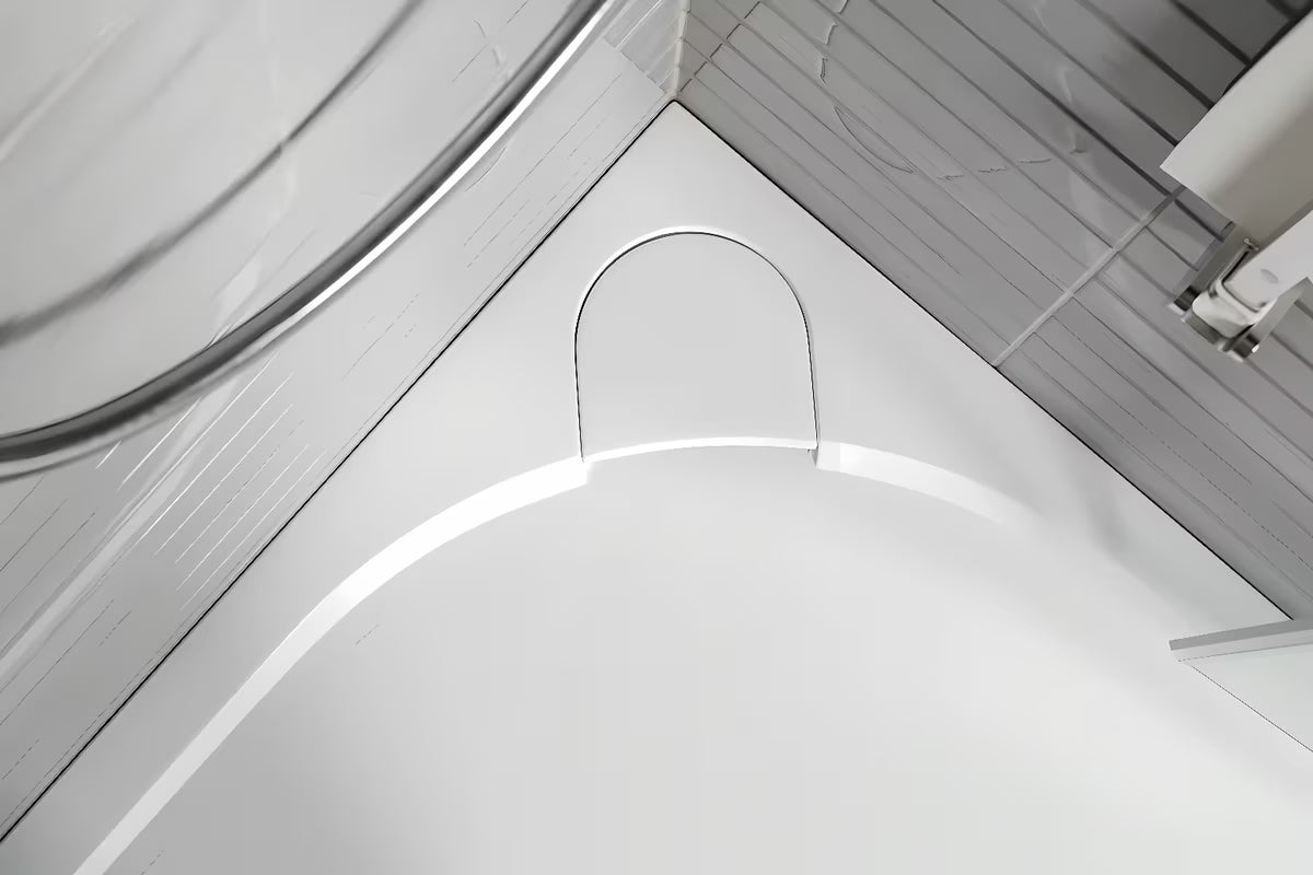 Bijela pravokutna tuš kada SAT Limcc 100x80 cm od lijevanog mramora s protukliznim dnom i pokrivenim kutnim odvodom.