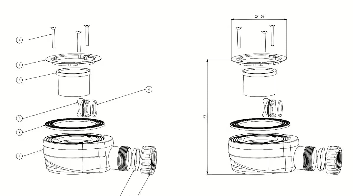 Bijela pravokutna tuš kada SAT Limcc 140x80 cm od lijevanog mramora sa skrivenim kutnim odvodom