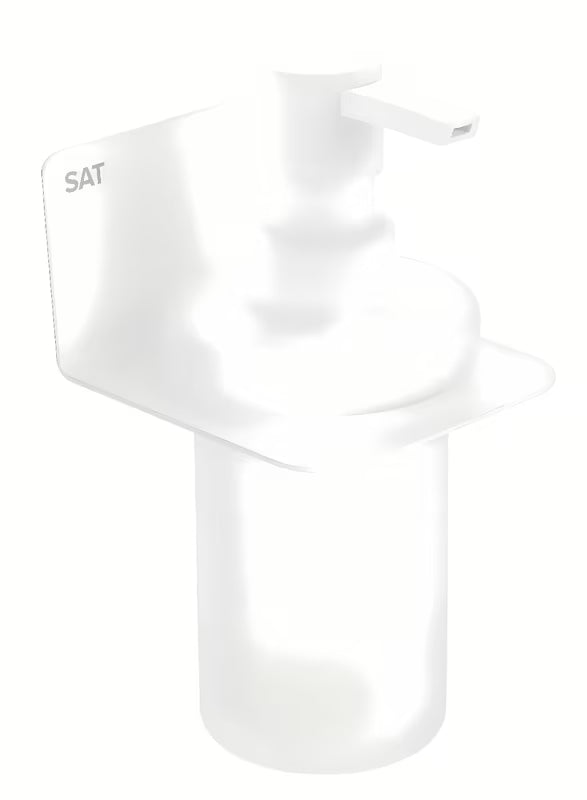Zidni dozator sapuna SAT Mood u mat bijeloj izvedbi s mat staklom