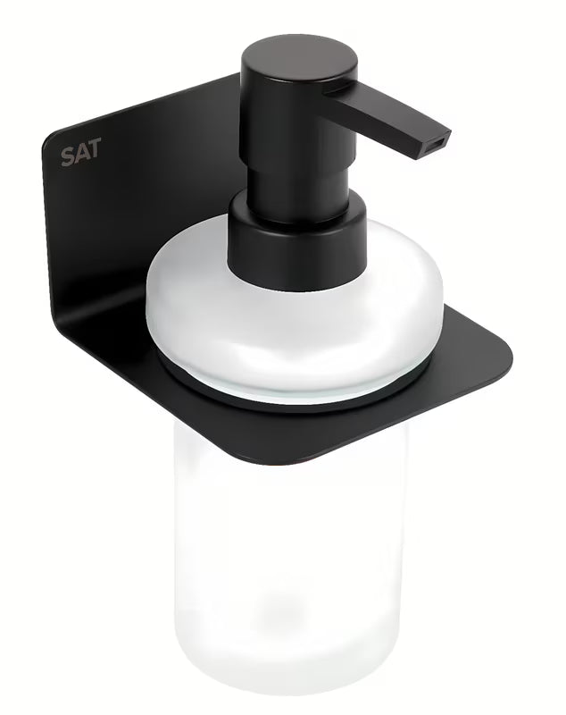 Zidni dozator sapuna SAT Mood u mat crnoj izvedbi s mat staklom
