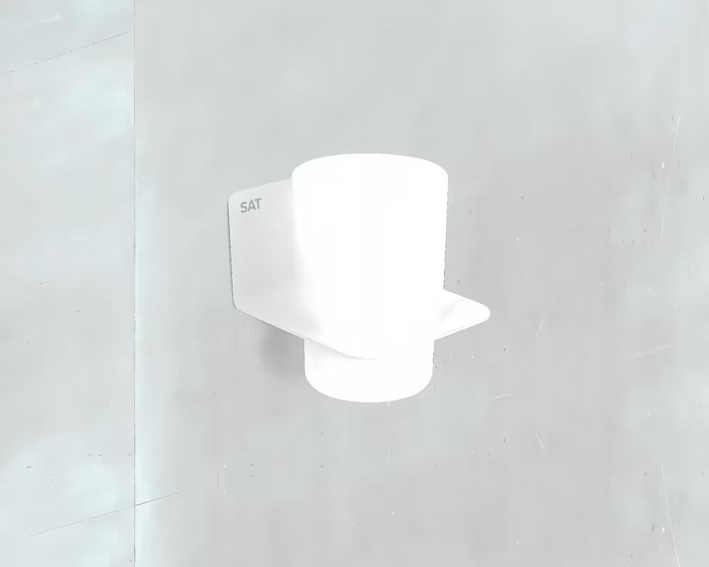 Bijeli držač čaša SAT Mood četvrtastog dizajna pro montaža lijepljenjem na 3M traku.