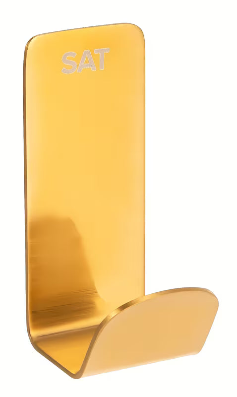 Kupaonski kukica SAT Mood od nehrđajućeg čelika u obradi brušeno zlato, montaža lijepljenjem bez bušenja.